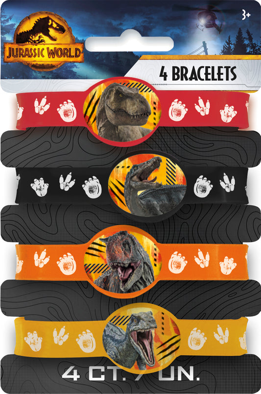 Jurassic World 3 Silicone Bracelets Party Favors, 4-pc