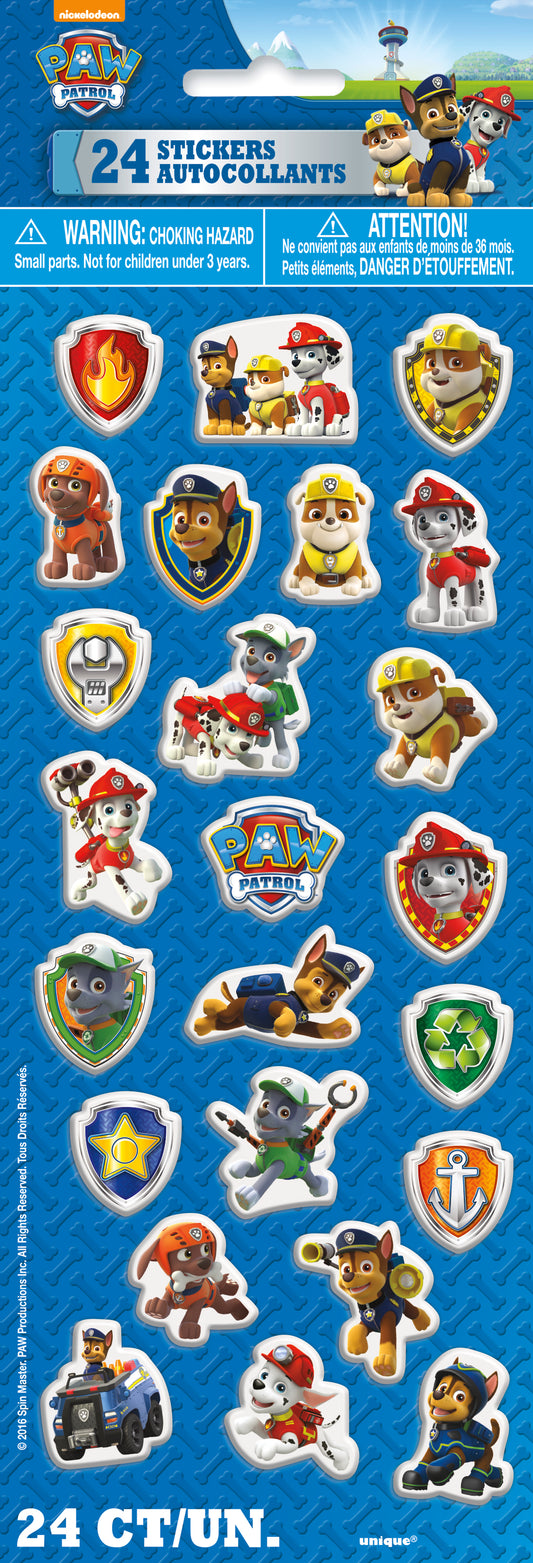 Feuille d'autocollants Paw Patrol Puffy