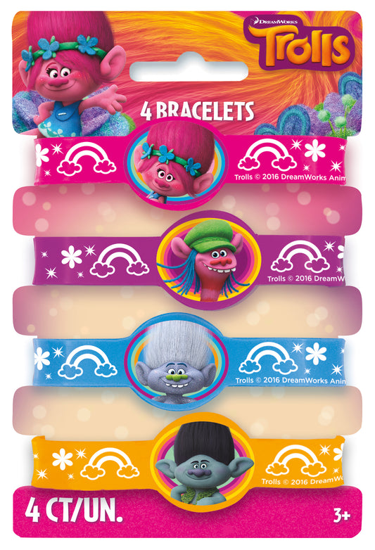 Trolls Silicone Bracelets Party Favors, 4-pc